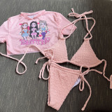 IHOOV Captivating Floral Print 3-Piece Drawstring Swimsuit Set