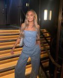 ihoov's Glamorous Denim Sequin Strapless Set