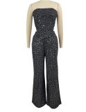 ihoov's Glamorous Denim Sequin Strapless Set