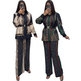 Fashionable Floral Print Patchwork Two-Piece Set