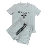 Unique Embroidered and Embossed Short Sleeve Shorts Set