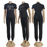 Unique Embroidered Casual Shortsleeved Top and Pants Set