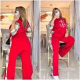 Fashionable Casual Printed Short-Sleeved Pants Plaid Suit