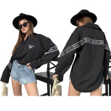 Embroidered Elegant Long-Sleeved Minimalist Casual Shirt