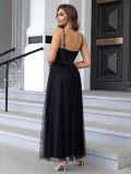 IHOOV Clashing Mesh Split Slimming Dress