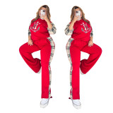 Fashionable Casual Printed Short-Sleeved Pants Plaid Suit