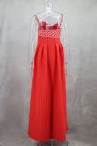 IHOOV Fish-Shaped 3D Embroidered Bustier Pleated Red Spaghetti Strap Dress