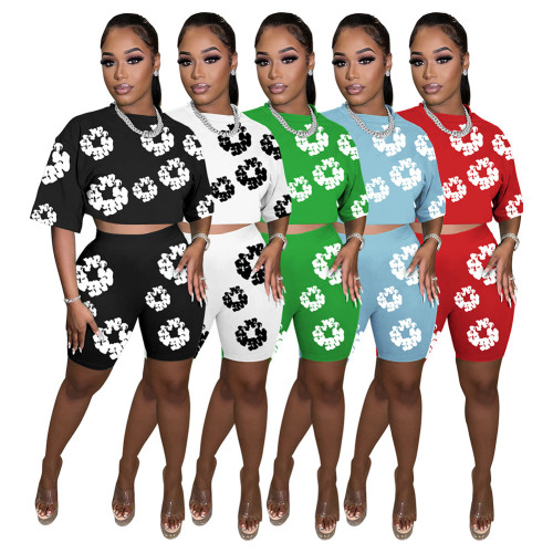Digital Printed Crew Neck T-Shirt and Shorts Set