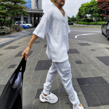 Loose Fit Summer Men's Short Sleeve T-shirt and Pants Set