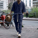 Loose Fit Summer Men's Short Sleeve T-shirt and Pants Set