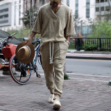 Loose Fit Summer Men's Short Sleeve T-shirt and Pants Set