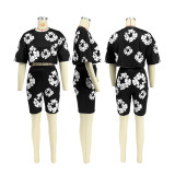 Digital Printed Crew Neck T-Shirt and Shorts Set