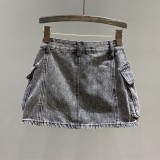 Stylish Denim Cargo Skirt with Pockets