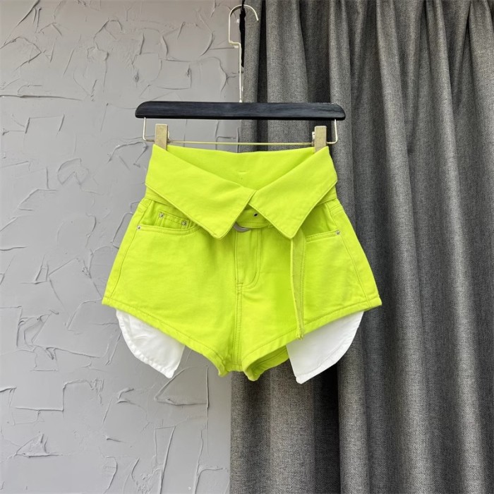 Flared High-Waisted Wide-Leg A-Line Shorts