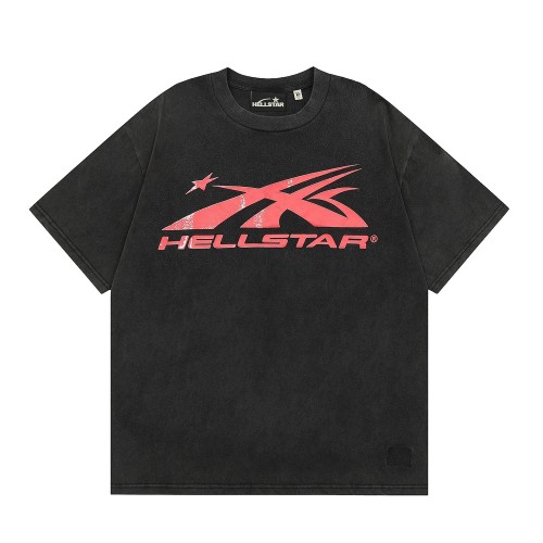 Unique Tidal Hell Star Digital Print Pure Cotton Washed Short Sleeve T-shirt