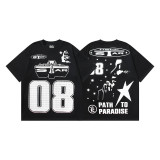 Tidal Hell Star Digital Print Pure Cotton Washed Short Sleeve T-shirt