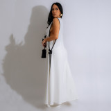 Captivating Camellia Butterfly Bow Sleeveless Maxi Dress and Wide-Leg Pants Set