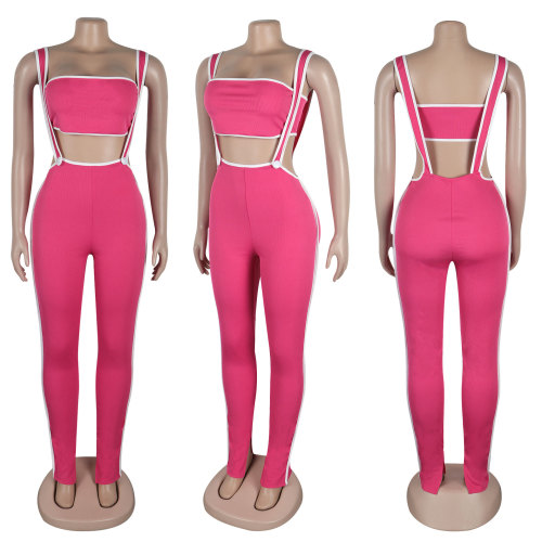 IHOOV Two-Piece Suspender Jumpsuit Set