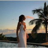 IHOOV Irregular Wave Pleated Sleeveless Vacation Cami Dress