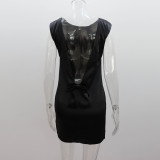 Pink Satin Bow Backless Sleeveless Mini Dress