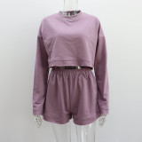 ihoov Women's Casual Loose-Fit Long Sleeve Hoodie and Shorts Set