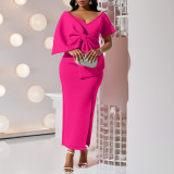 Sexy Butterfly Knot Split Bodycon Dress