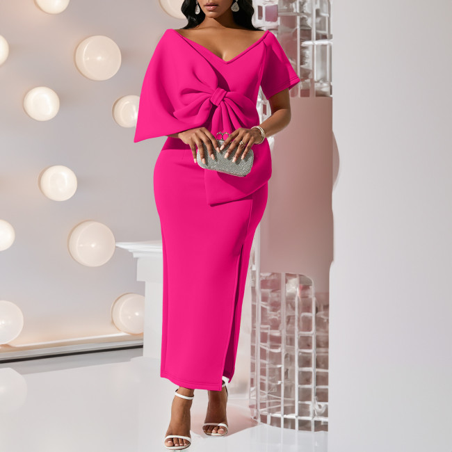 Sexy Butterfly Knot Split Bodycon Dress