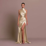 IHOOV Sleeveless High-Neck Split Maxi Dress