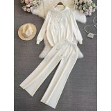 Oversized Hoodie & Wide-Leg Pants Knit Set