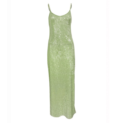 ihoov Stunning Backless Sequin Bodycon Maxi Dress