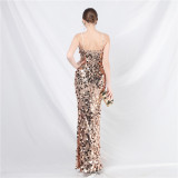 Ihoov Sparkling Sequin Maxi Evening Dress with Strappy Design