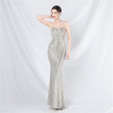 Ihoov Enchanting Iridescent Sequin Cami Evening Dress