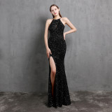 Ihoov Iridescent Sequin Evening Dress for Glamorous Parties