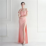 ihoov Off-Shoulder Split Hem Sexy Nightclub Evening Dress