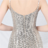 Ihoov Enchanting Iridescent Sequin Cami Evening Dress