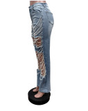 Ihoov Distressed Pearl-Chain Embellished Denim Jeans