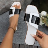 Square-Toed Lazy Stone Pattern Flat Slippers