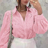 ihoov Solid Color Embroidered Long Sleeve Shirt