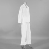 ihoov White Cotton Long Sleeve Lounge Set