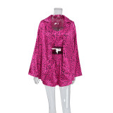 IHoov Polka Dot Print Lingerie Set with Shorts and Robe Homewear