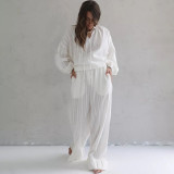 ihoov White Cotton Long Sleeve Lounge Set