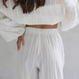 ihoov White Cotton Long Sleeve Lounge Set