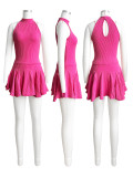 ihoov Twisted Stripe Sleeveless Dress with Built-in Safety Shorts