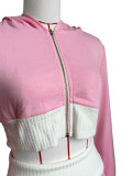 IHoov Color-Block Hooded Long Sleeve Layered Mini Dress Set