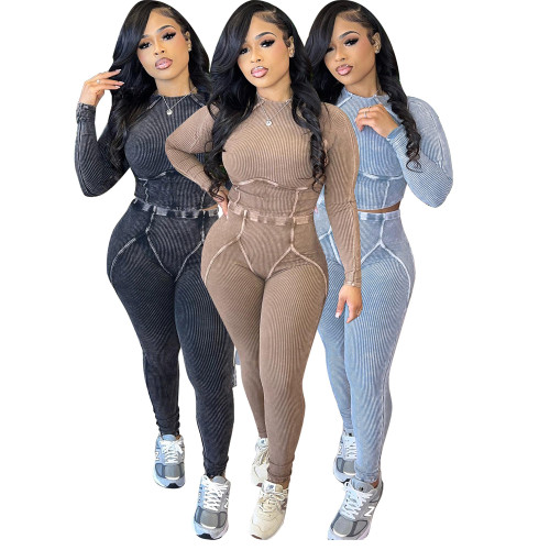 ihoov Vintage Washed Cotton Ribbed Bodysuit Set
