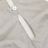 Ihoov Women's linen dress Hollow Front Cinched Waist A-Line Side Ruched Dress