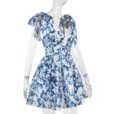 Ihoov Floral Tie-Front A-Line Dress for a Relaxed Getaway