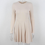 ihoov Solid Color A-Line Dress with Hollow Back Design