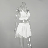 ihoov Long Sleeve Lingerie Set with Slit Shorts