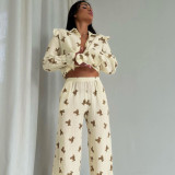 Floral Print Long Sleeve Pajama Set